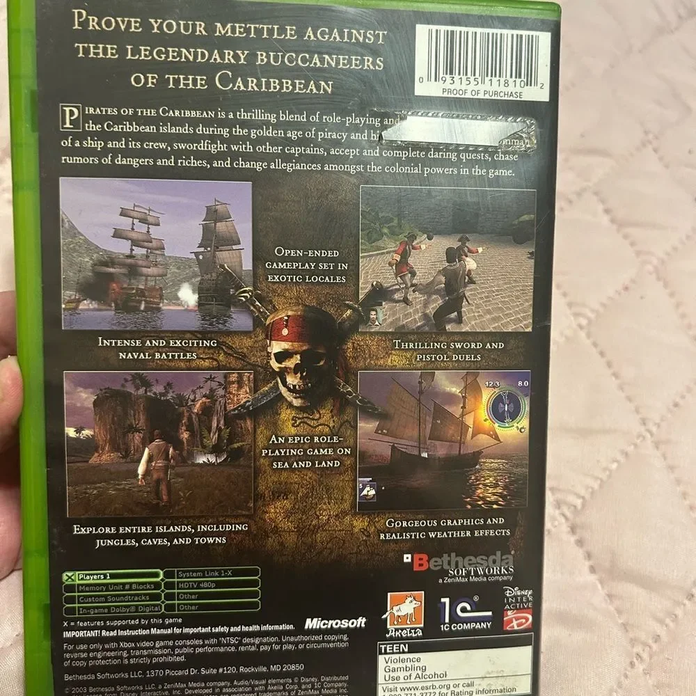 Green Xbox Video Game Case for Pirates of the Caribbean